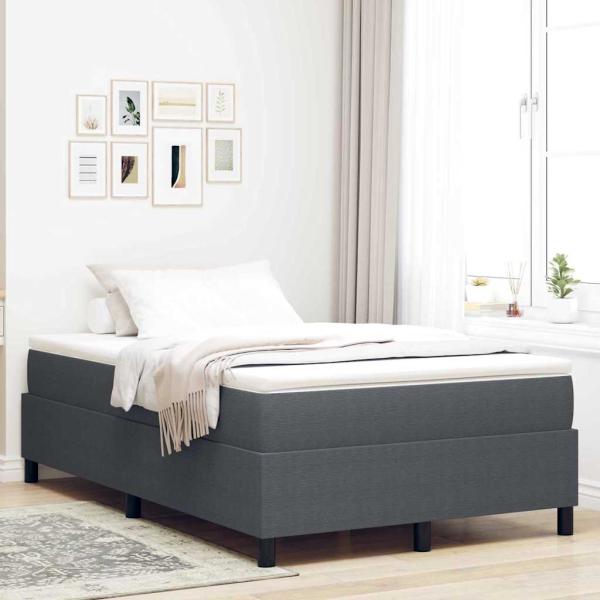 Boxspringbett mit Matratze Dunkelgrau Kleines Doppelbett Cordstoff