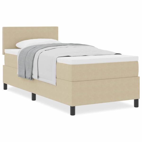 Boxspringbett mit Matratze Hellgrün Grau 100x200 cm Cordstoff