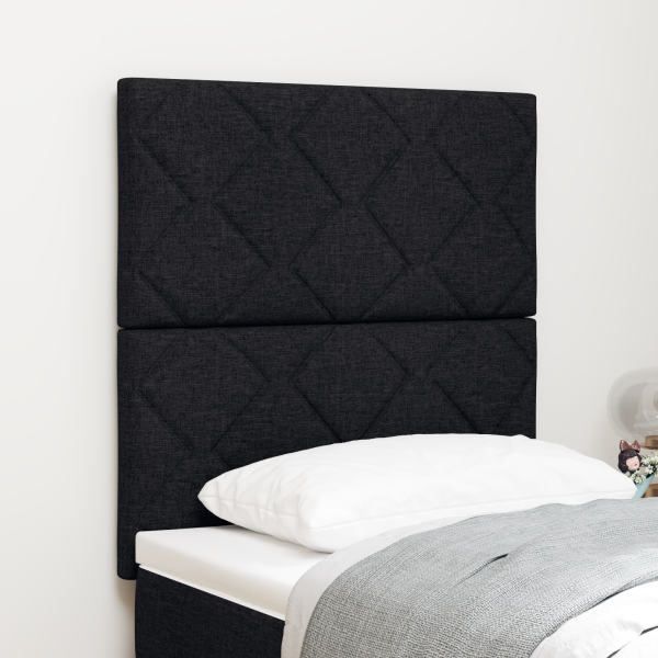 Kopfteil mit Diamantblockmuster Schwarz 80 cm Stoff, Kopfteil mit Diamantblockmuster Schwarz 160 cm Stoff