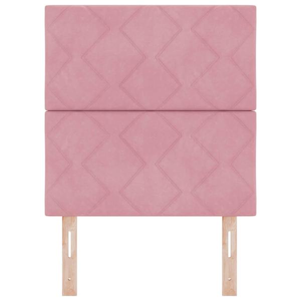 Rosa Samt-Kopfteile mit Diamantblöcken - 80 cm, Rosa Samt-Kopfteile mit Diamantblöcken - 160 cm