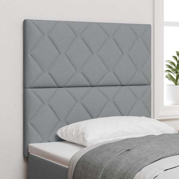 ARDEBO.de - Kopfteil Diamantblöcke Design Hellgrau 90 cm Stoff, Kopfteil Diamantblöcke Design Hellgrau 180 cm Stoff