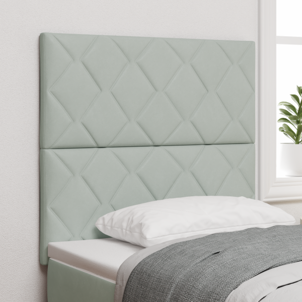 Kopfteil mit Diamantblockdesign Hellgrau 90 cm Velvet, Kopfteil mit Diamantblockdesign Hellgrau 180 cm Velvet