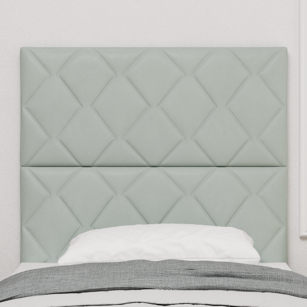 Kopfteil mit Diamantblockdesign Hellgrau 90 cm Velvet, Kopfteil mit Diamantblockdesign Hellgrau 180 cm Velvet