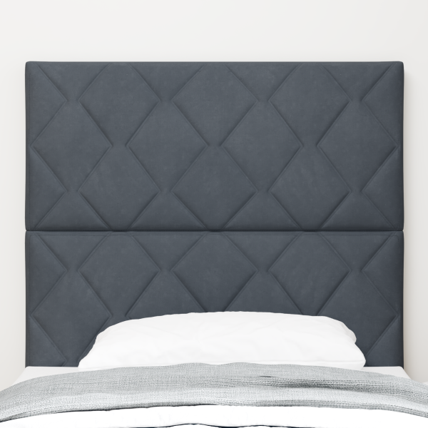 Kopfteil Diamantblockdesign Dunkelgrau 90 cm Velours, Kopfteil Diamantblockdesign Dunkelgrau 180 cm Velours