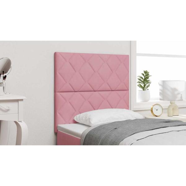 Rosa Kopfteil mit Diamantblöcken 90 cm Samt, Rosa Kopfteil mit Diamantblöcken 180 cm Samt