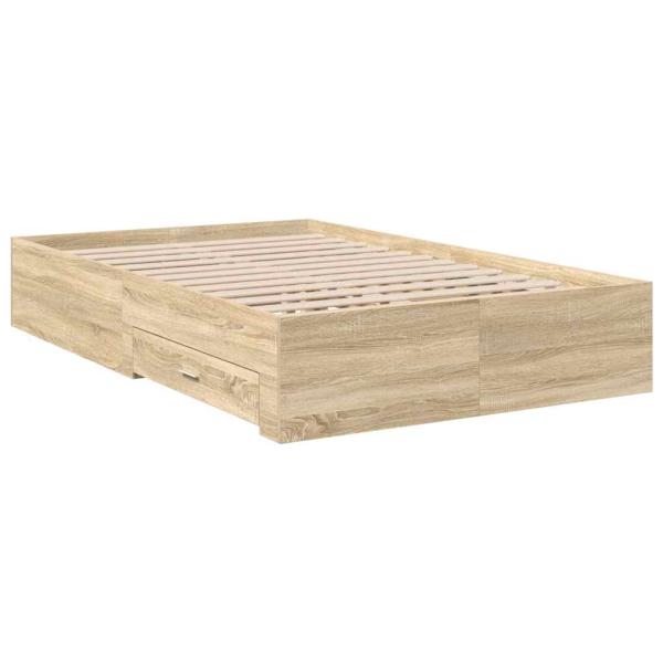 Bettgestell mit Schubladen Helle Eiche 120x190 cm Holzwerkstoff