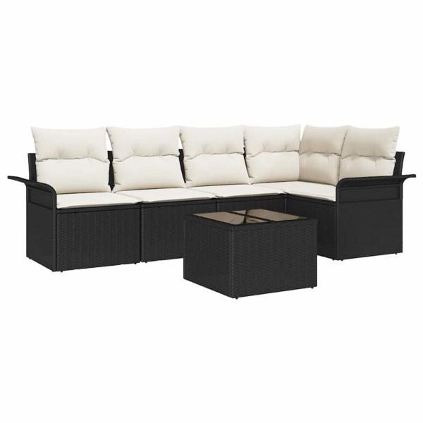 5-teiliges Garten-Sofa-Set mit Kissen Braun Poly Rattan
