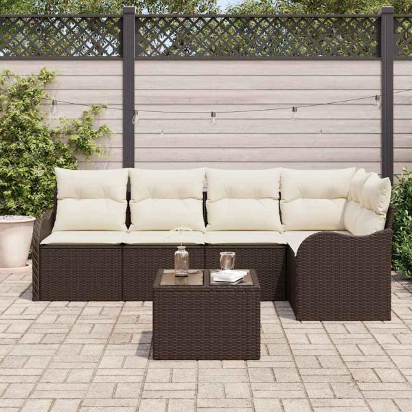 5-teiliges Garten Sofa Set mit Kissen Grau Poly Rattan, 2-Sitzer Garten Sofa mit Kissen Braun Poly Rattan