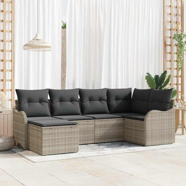 ARDEBO.de - Gartensofa-set Hellgrau Poly-Rattan