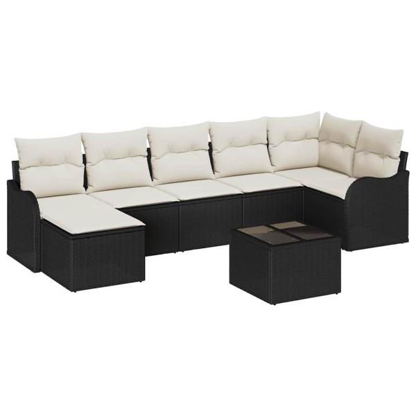Gartensofa-set Schwarz Poly-Rattan