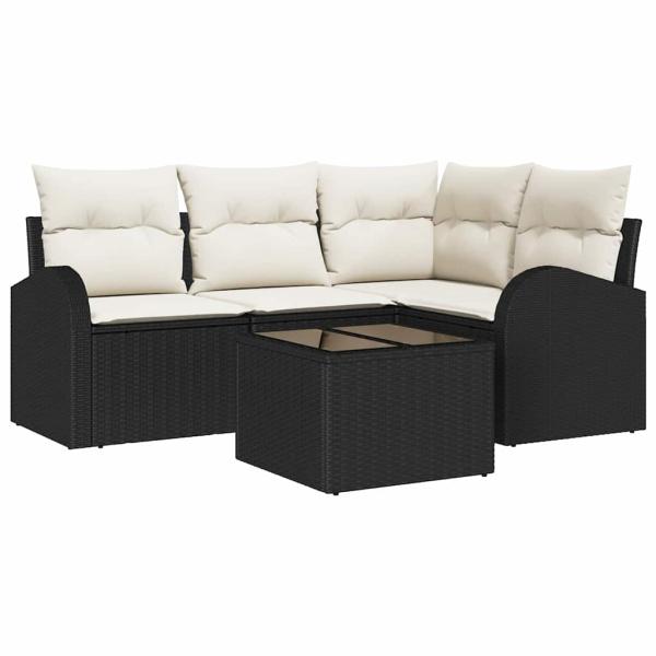4-teilige Garten Sofa Set mit Kissen Braun Poly Rattan