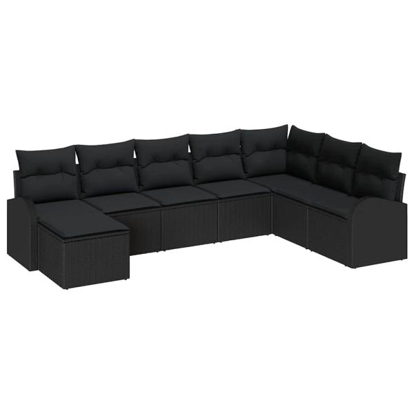 8-teilige Garten-Sofaset mit Kissen Schwarz Poly-Rattan