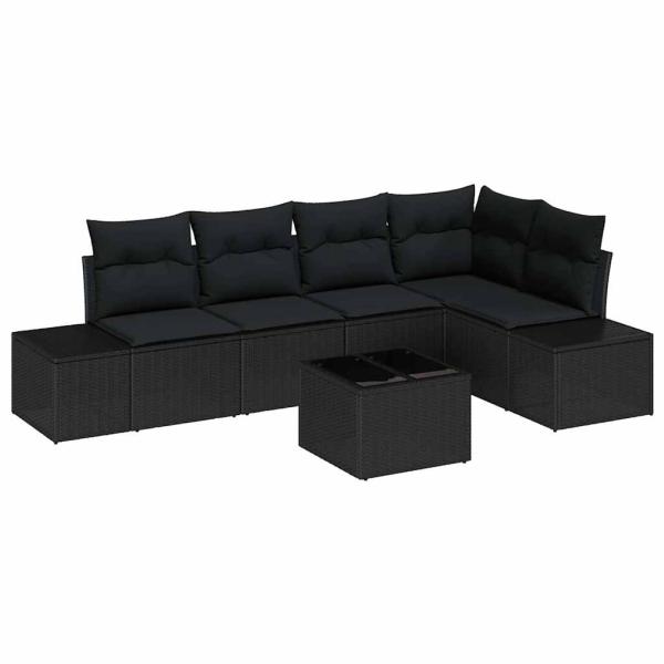 6-teiliges Garten Sofa Set mit Kissen Beige Poly Rattan