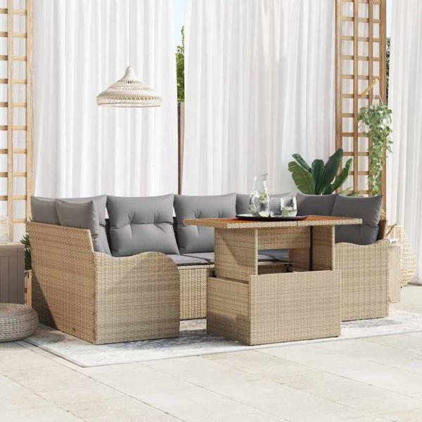 ARDEBO.de - Garten-Sofa-Set 7 stk. Beige und Hellgrau