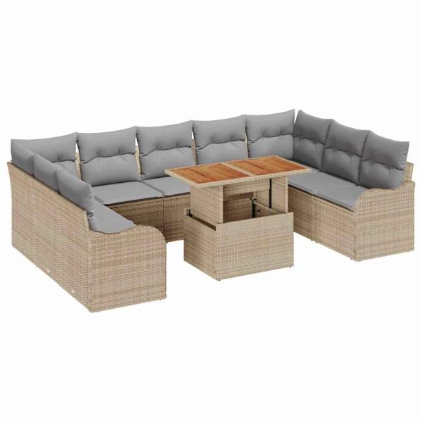 Garten-Sofa-Set 10 Stk. 9-Sitzanzahl Beige und Hellgrau