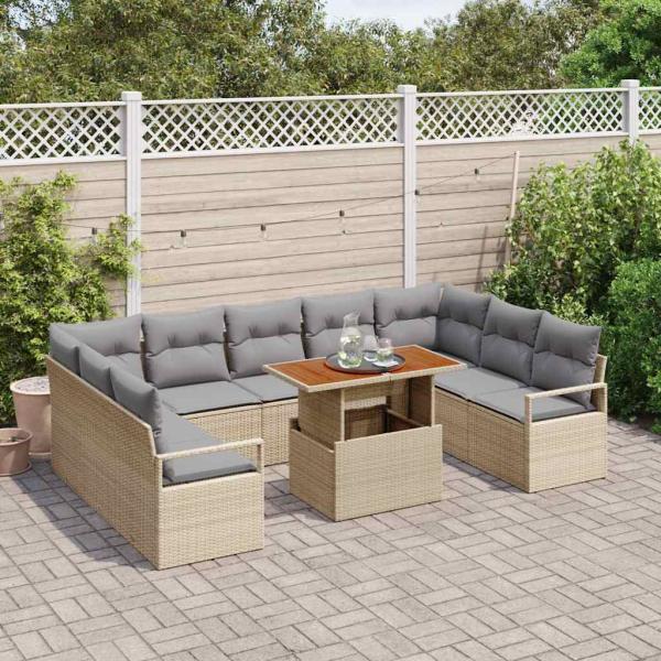 Gartensofa-set 10 stk. 9-Sitzanzahl Beige und Grau