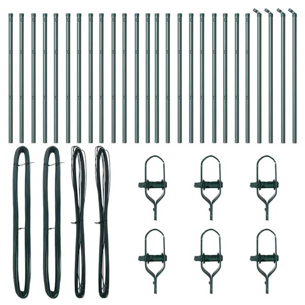 Zaunpfosten 26 Stück Grün Ø32 mm 80 cm Verzinkter Stahl