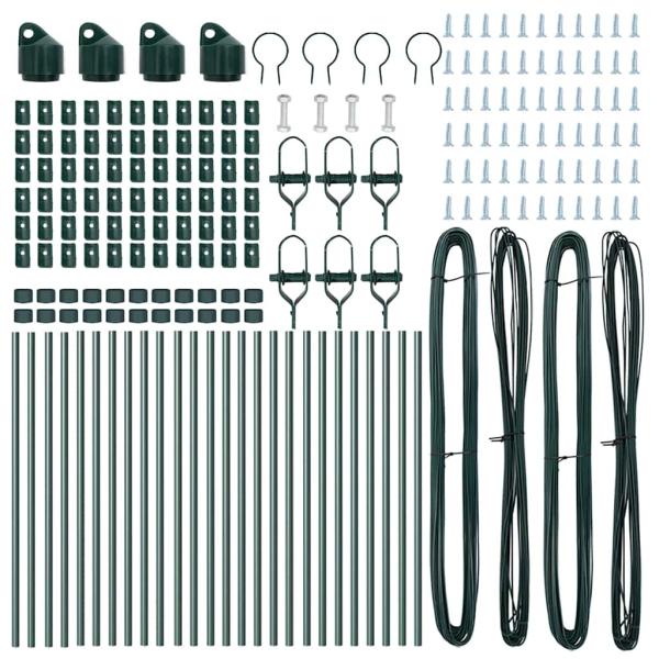 Zaunpfosten 26 Stück Grün Ø32 mm 80 cm Verzinkter Stahl