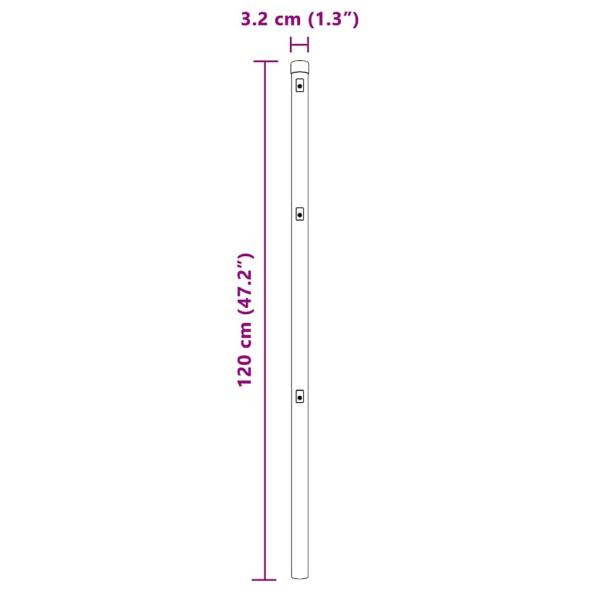 Zaunpfosten 52 Stück Grün Ø32 mm 120 cm Galvanisiertes Stahl
