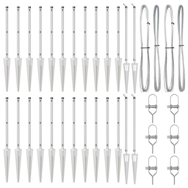 Zaunpfosten mit Spike 26 Stück Ø32 mm 120 cm Verzinkter Stahl