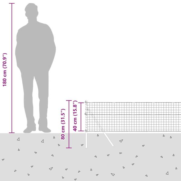 Eurozaun mit 7 Pfosten 0.4x10 m Verzinkter Stahl Grün