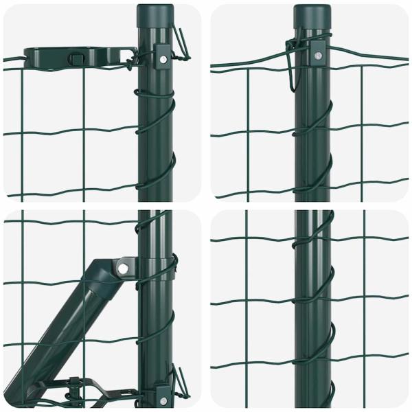 Eurozaun mit 7 Pfosten 0.4x10 m Verzinkter Stahl Grün