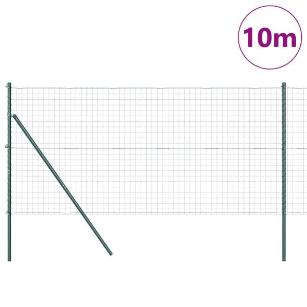 Eurozaun mit 7 Pfosten 1x10 m verzinkter Stahl Grün