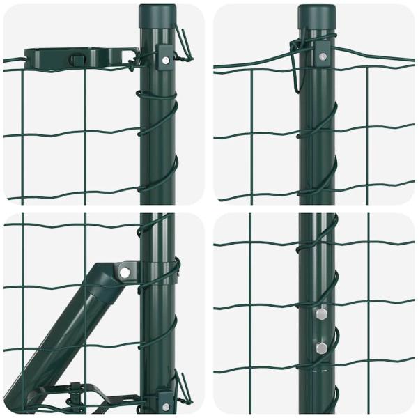 Eurozaun mit 7 Pfosten 1x10 m verzinkter Stahl Grün