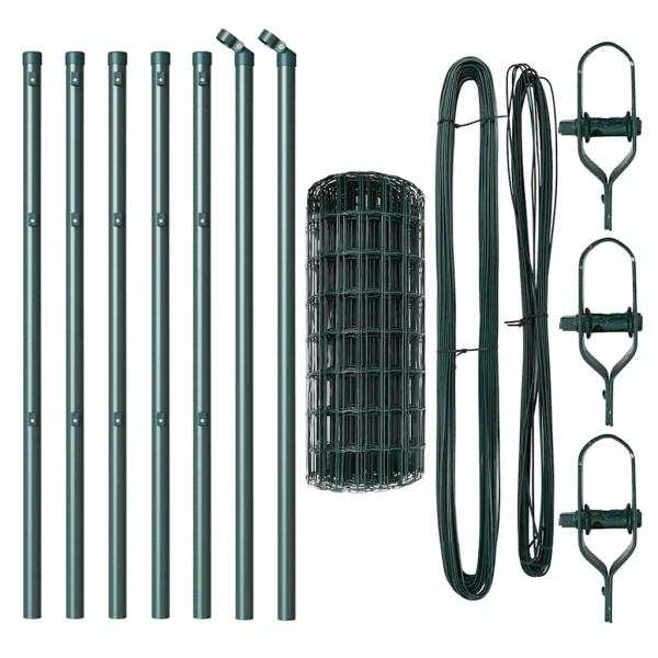 Eurozaun mit 7 Pfosten 0,4x10 m Galvanisierter Stahl Grün