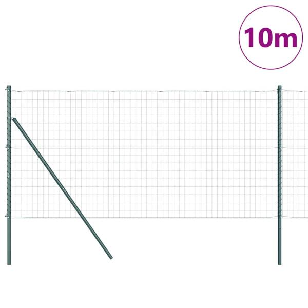 Euro Zaun mit 7 Pfosten 1,4x10 m aus galvanisiertem Stahl in Grün