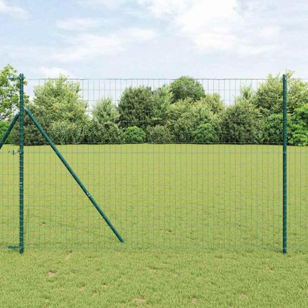 ARDEBO.de - Euro Zaun mit 7 Pfosten 1.6x10 m Verzinkter Stahl Grün