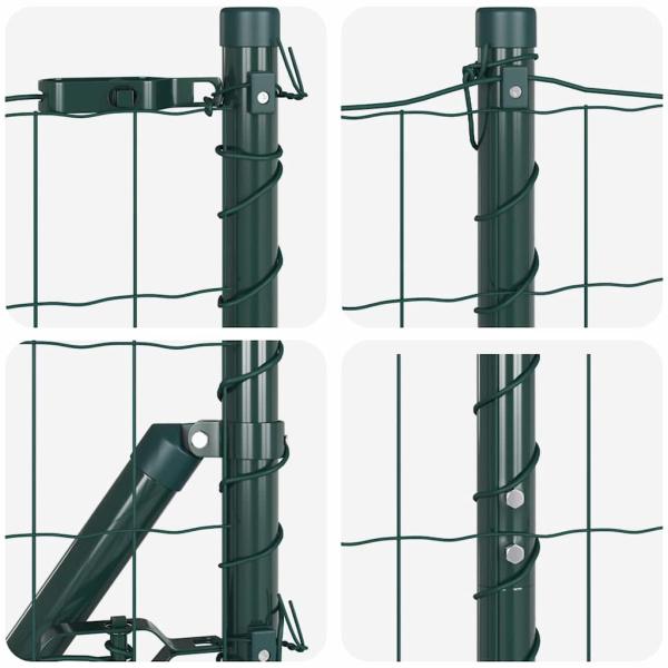 Euro Zaun mit 7 Pfosten 1.6x10 m Verzinkter Stahl Grün