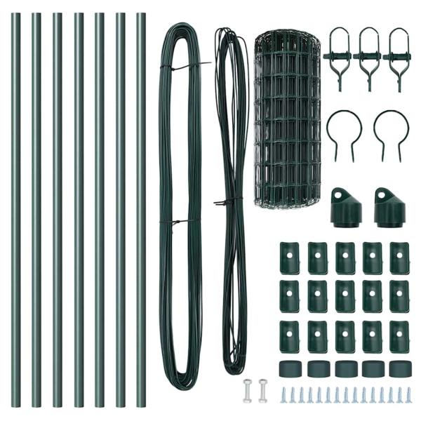 Euro Zaun mit 7 Pfosten 0.8x10 m verzinktem Stahl Grün