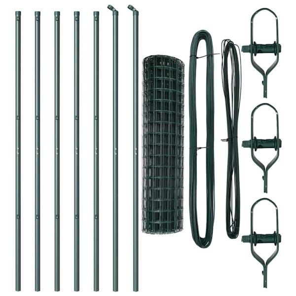 Euro Zaun mit 7 Pfosten 1.4x10 m galvanisierter Stahl grün