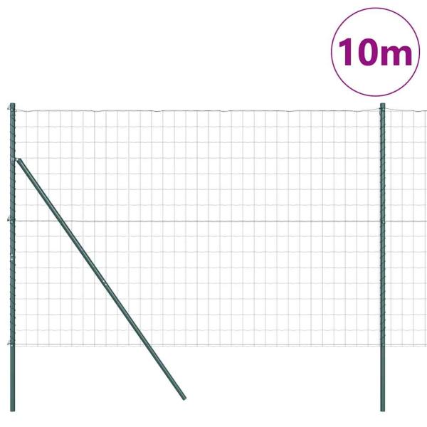 Euro Zaun mit 7 Pfosten 1.5x10 m Verzinkter Stahl Grün