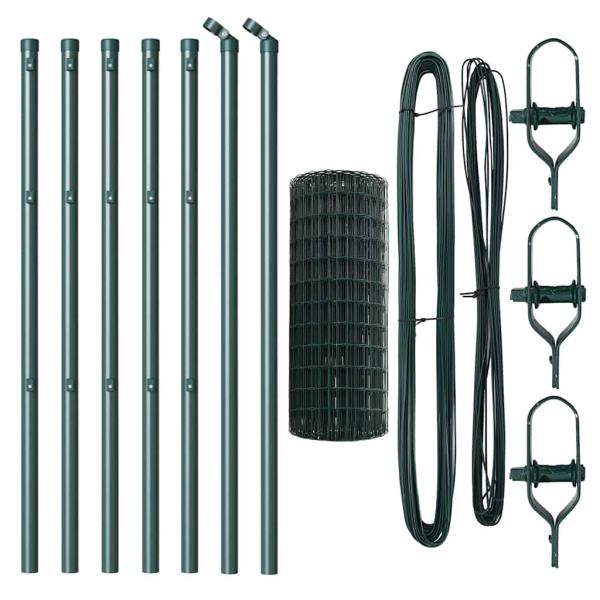 Euro Zaun mit 7 Pfosten 0.6x10 m Verzinkter Stahl Grün