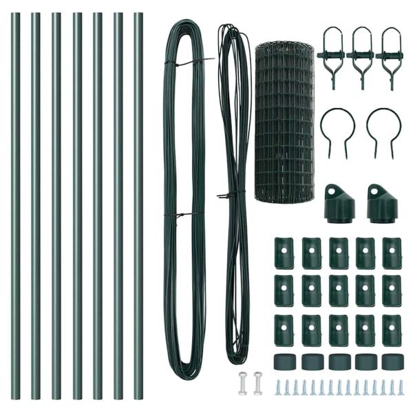 Euro Zaun mit 7 Pfosten 0.6x10 m Verzinkter Stahl Grün