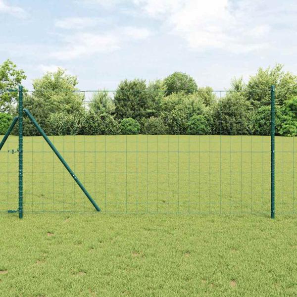 ARDEBO.de - Euro Zaun Set mit 2 Grün Pulverbeschichteter Stahl 10 x 1,2 m