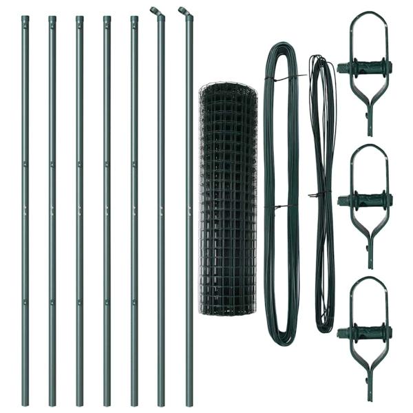 Euro Zaun Set mit 2 Grün Pulverbeschichteter Stahl 10 x 1,2 m