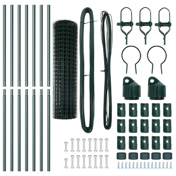 Euro Zaun Set mit 2 Grün Pulverbeschichteter Stahl 10 x 1,2 m