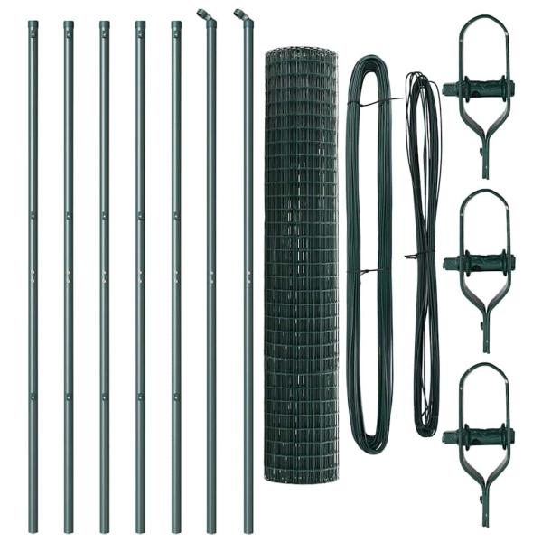 Euro Zaun Set aus 2 Grün Pulverbeschichteter Stahl 10 x 1,5 m