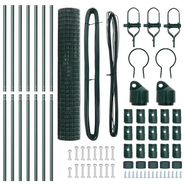 Euro Zaun Set aus 2 Grün Pulverbeschichteter Stahl 10 x 1,5 m