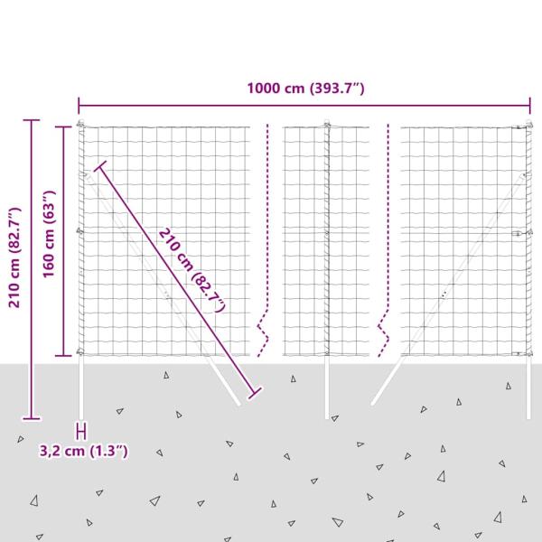 Euro Zaun mit 7 Pfosten 1,6x10 m verzinkter Stahl Grün