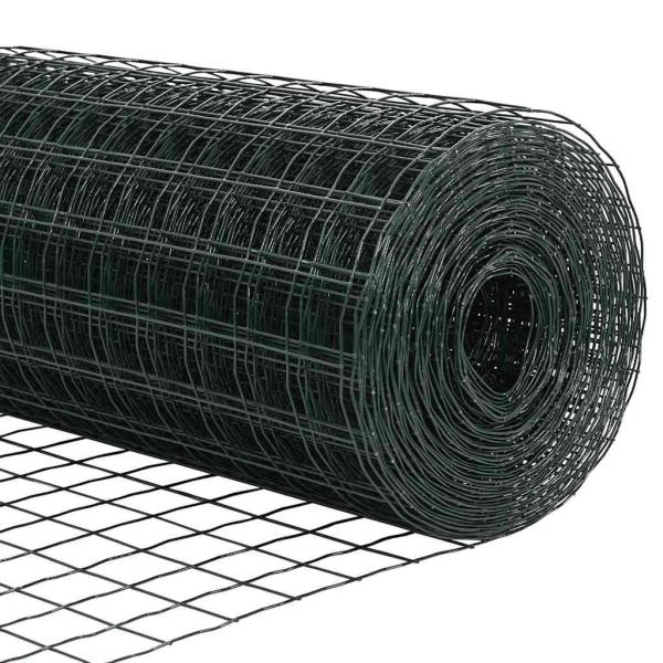 Euro Zaun mit 13 Pfosten 0,4x25 m Galvanisierter Stahl Grün