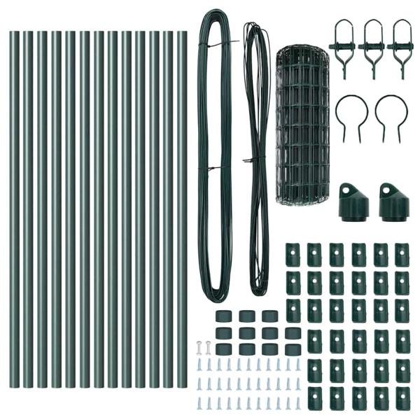 Euro Zaun mit 13 Pfosten 0.6x25 m galvanisierter Stahl grün