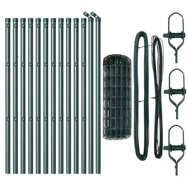 Euro Zaun mit 13 Pfosten 0,4x25 m galvanisierter Stahl grün