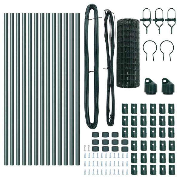 Eurozaun Set aus 2 Grün Stahl 25 x 0,8 m Langlebig Eurozaun