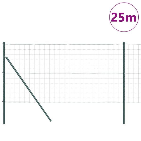 Euro Zaun Set mit 2 Grün Metall mit PVC-Beschichtung 25 x 1,2 m
