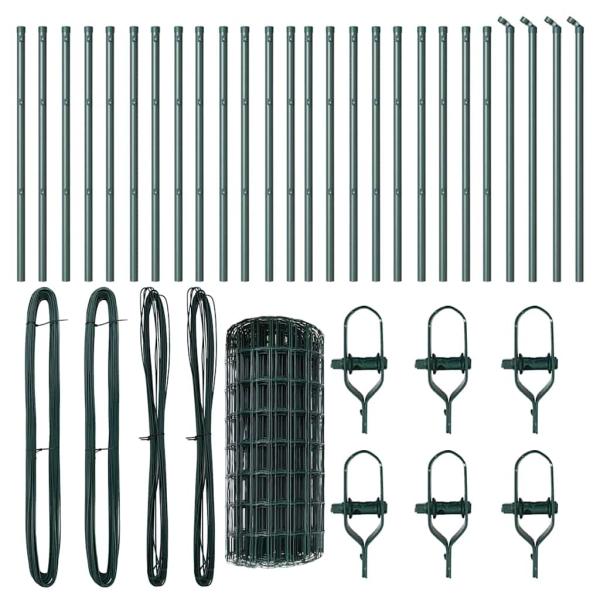 Euro Zaun mit 13 Posts 0.4x50 m verzinkter Stahl Grün