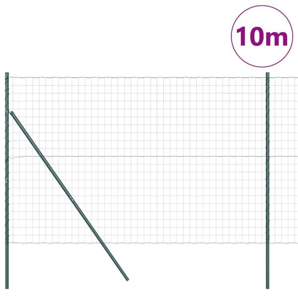 Euro-Zaun mit 7 Pfosten 1,6x10 m galvanisierter Stahl Grün